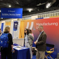 Manufacturing USA network representatives discuss programs with NSTA attendees.