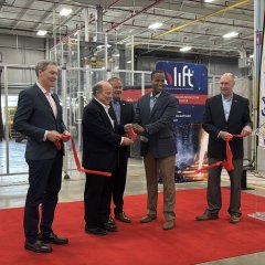 Photo of the ribbon cutting at LIFT's Advanced Metallic Production and Processing (AMPP) Center