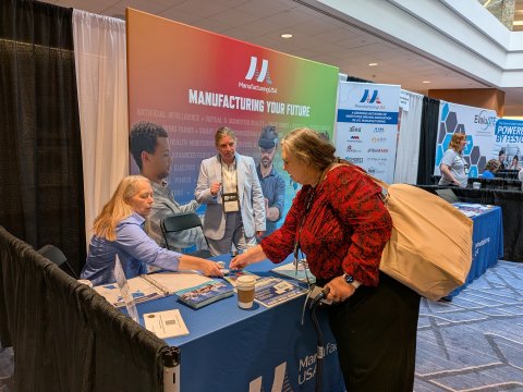 Photo of the Manufacturing USA booth at Hi-Tec