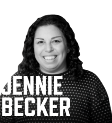 Photo of Jennie Becker with her name in white font