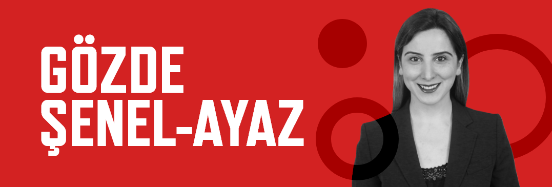 Header graphic with a red background, photo of Gözde Şenel-Ayaz and her name in white font
