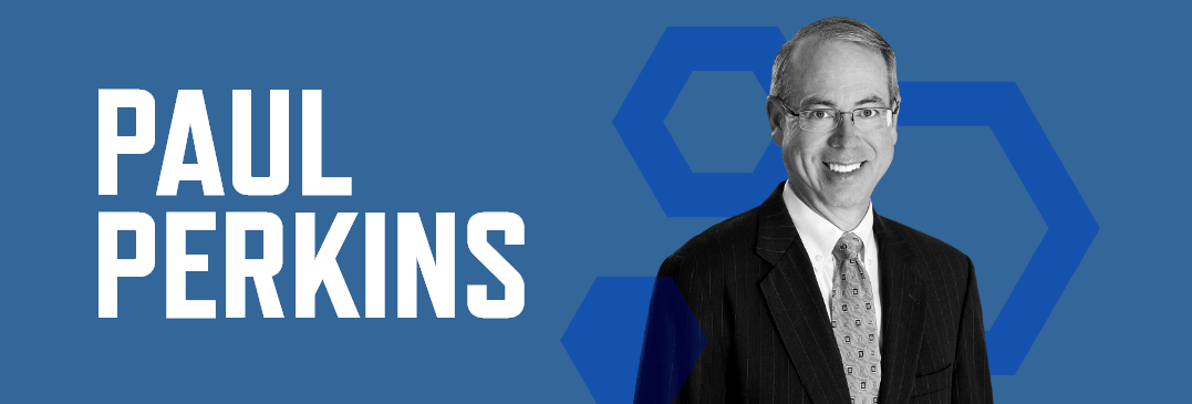 Header graphic with a blue background, photo of Paul Perkins, and his name in white font