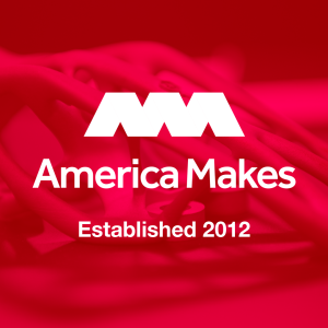 America Makes logo on a red background with the text "Established 2012" below the logo.